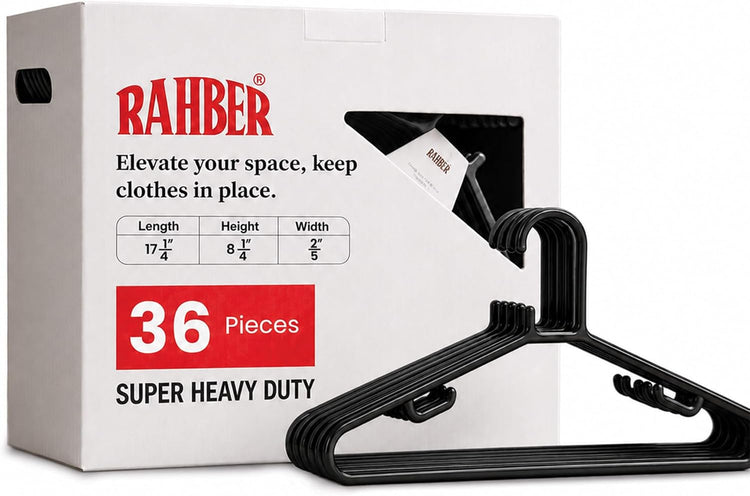 Premium Heavy Duty Plastic Clothes Hangers - Pack of 36 | Space Saving & Non-Slip
