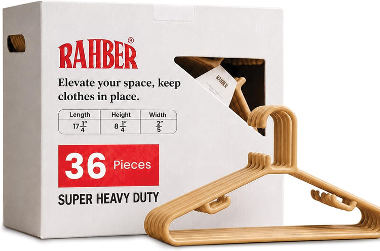 Premium Heavy Duty Plastic Clothes Hangers - Pack of 36 | Space Saving & Non-Slip