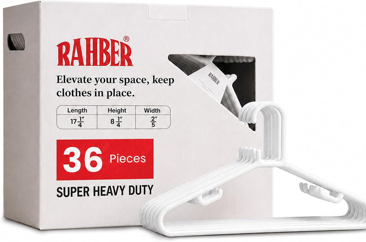 Premium Heavy Duty Plastic Clothes Hangers - Pack of 36 | Space Saving & Non-Slip